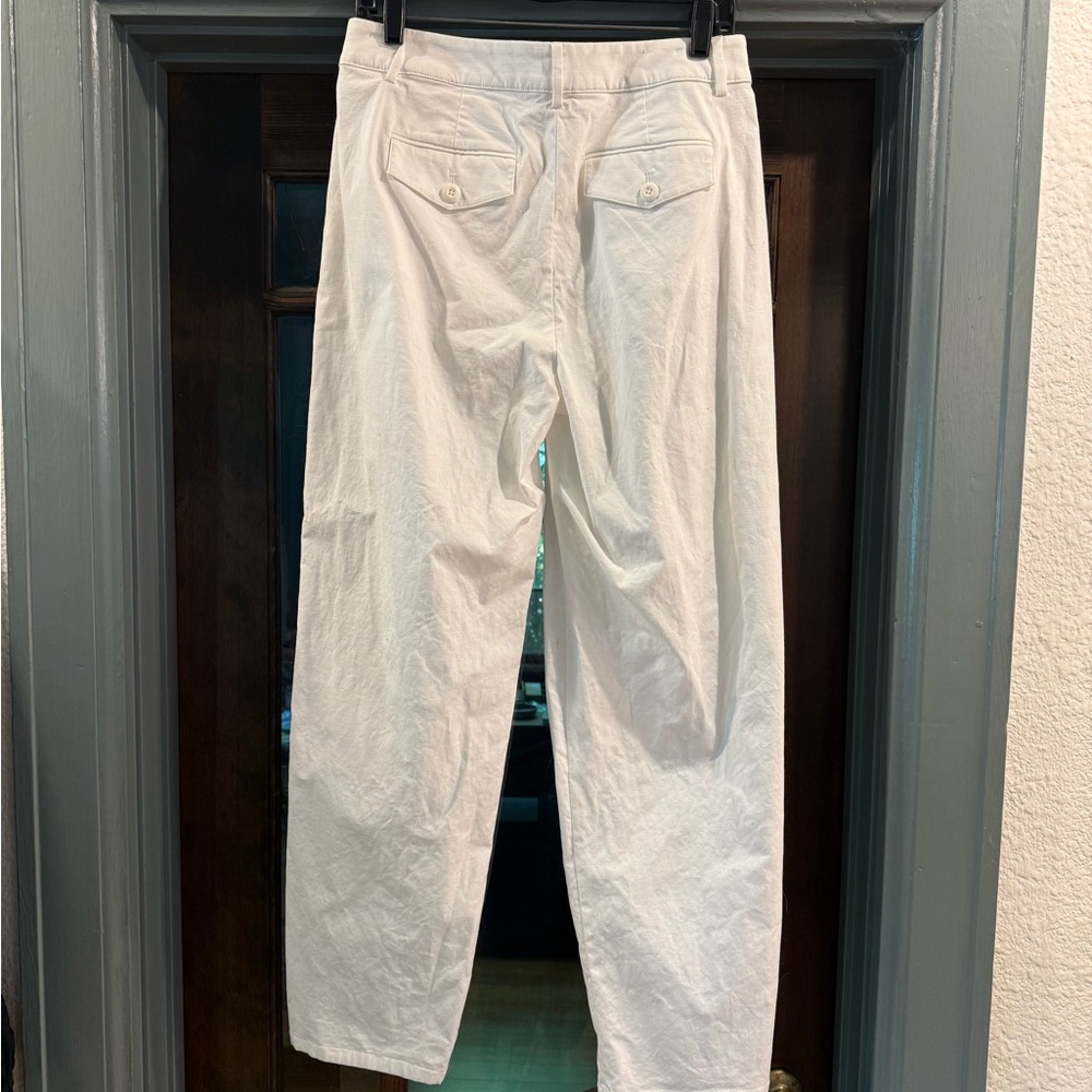 J. Crew White Pleated Trousers